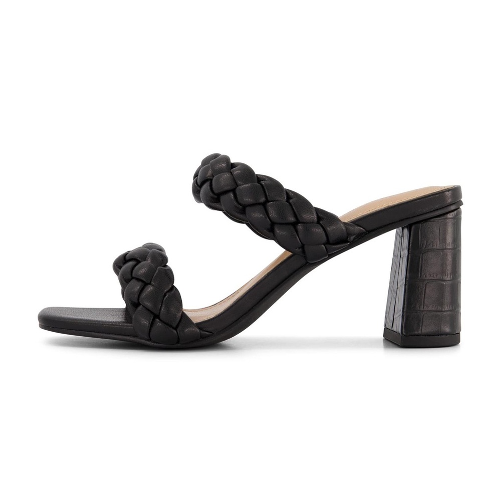 Dunes Braided Strap Square Toe Croc Block Heel 10
